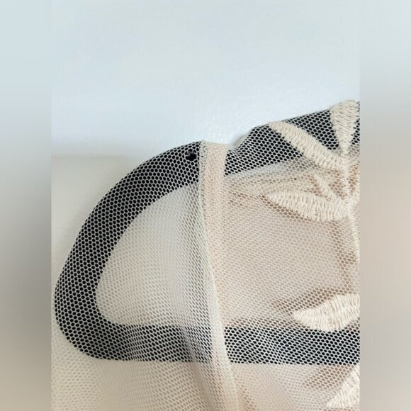 Wishlist Cream Ivory Lace Embroidered Deep V Low Cute Sheer Maxi Dress Romper S - Picture 9 of 9